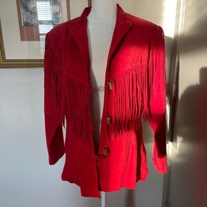Red front leather western jacket